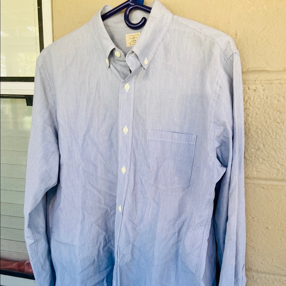 J.Crew Men’s Sz M 2-Ply Blue Pinstriped shirt